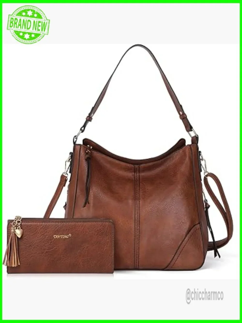 PU Leather Hobo Crossbody Bag Set with Wallet Adjustable Strap